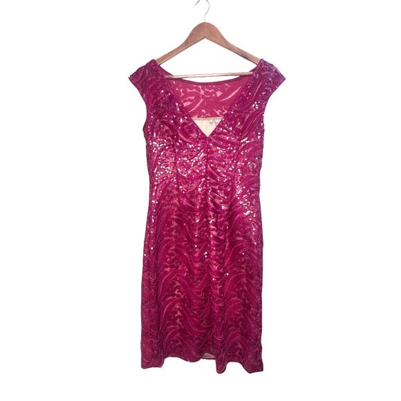 .Monique Lhuillier Pink Sequin Cocktail Dress Size 6 NWT $498 Elegant Party - Picture 4 of 16